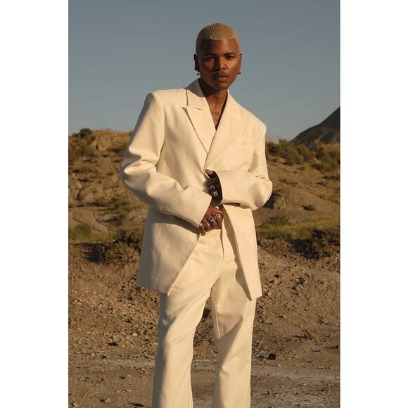 NA-KD One Button Detail Oversized White Blazer Sz L - Picture 9 of 9